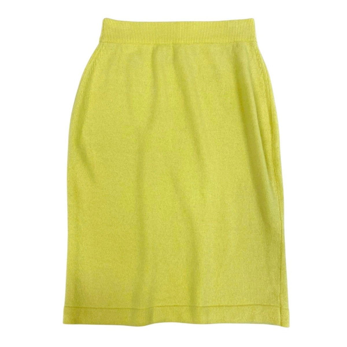 Chanel Cc6 Vintage Cashmere 100% Knit Skirt L Yellow 100 — view 2