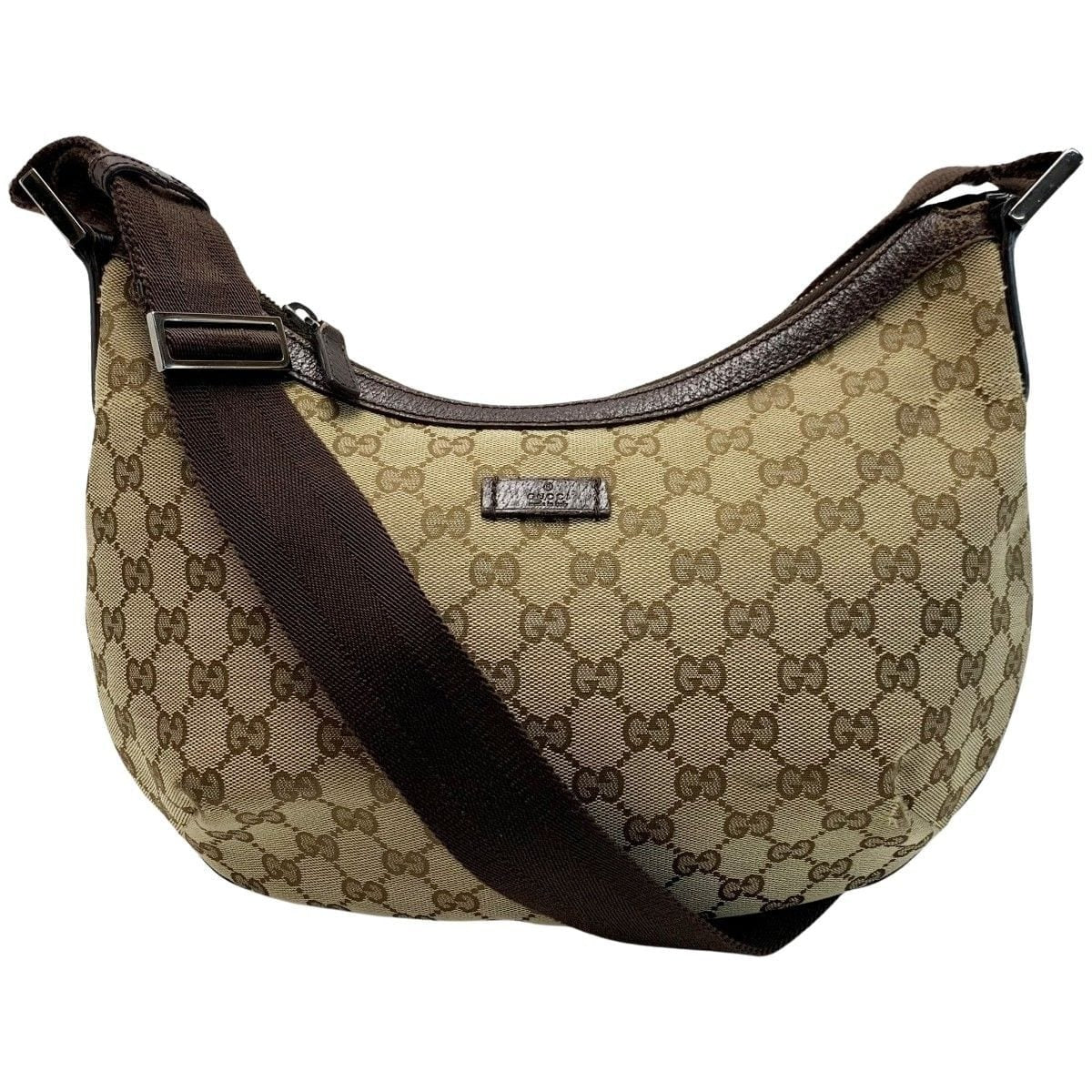 Gucci Shoulder Bag Brown Light Canvas Leather