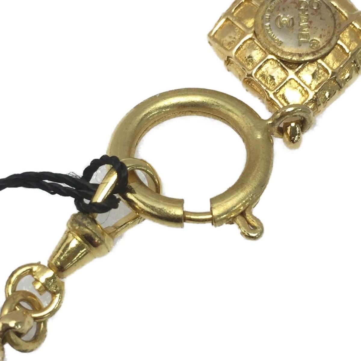 Chanel Matelasse Diamond Stone Necklace GP Vintage Boxed