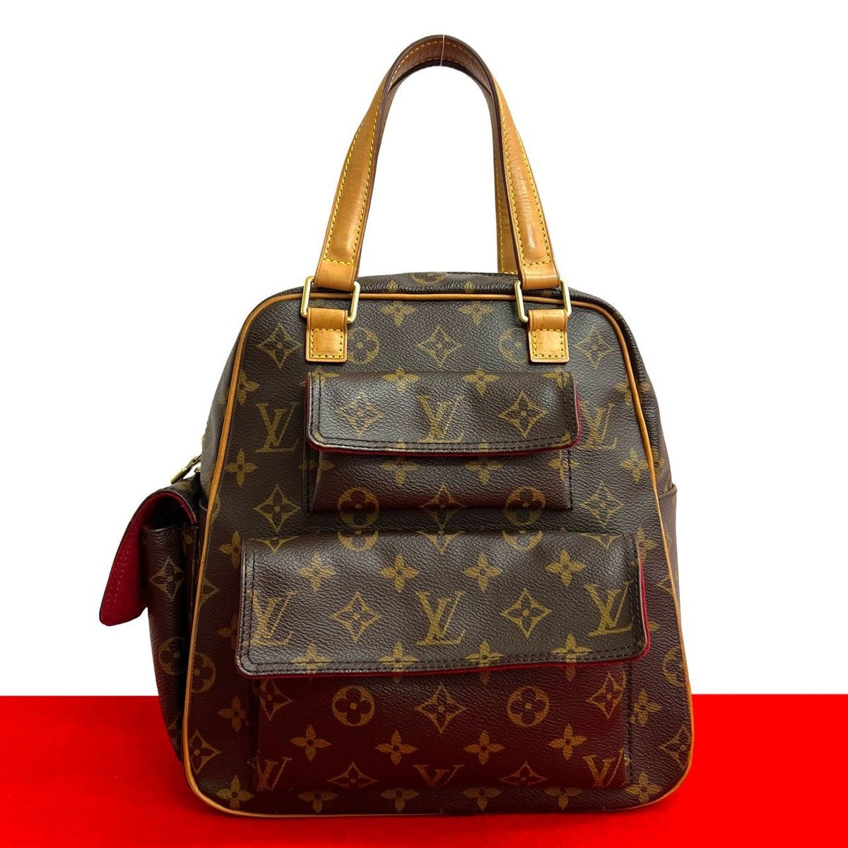 Louis Vuitton Vintage Excentri Cite Monogram Leather Mini Boston Bag Brown