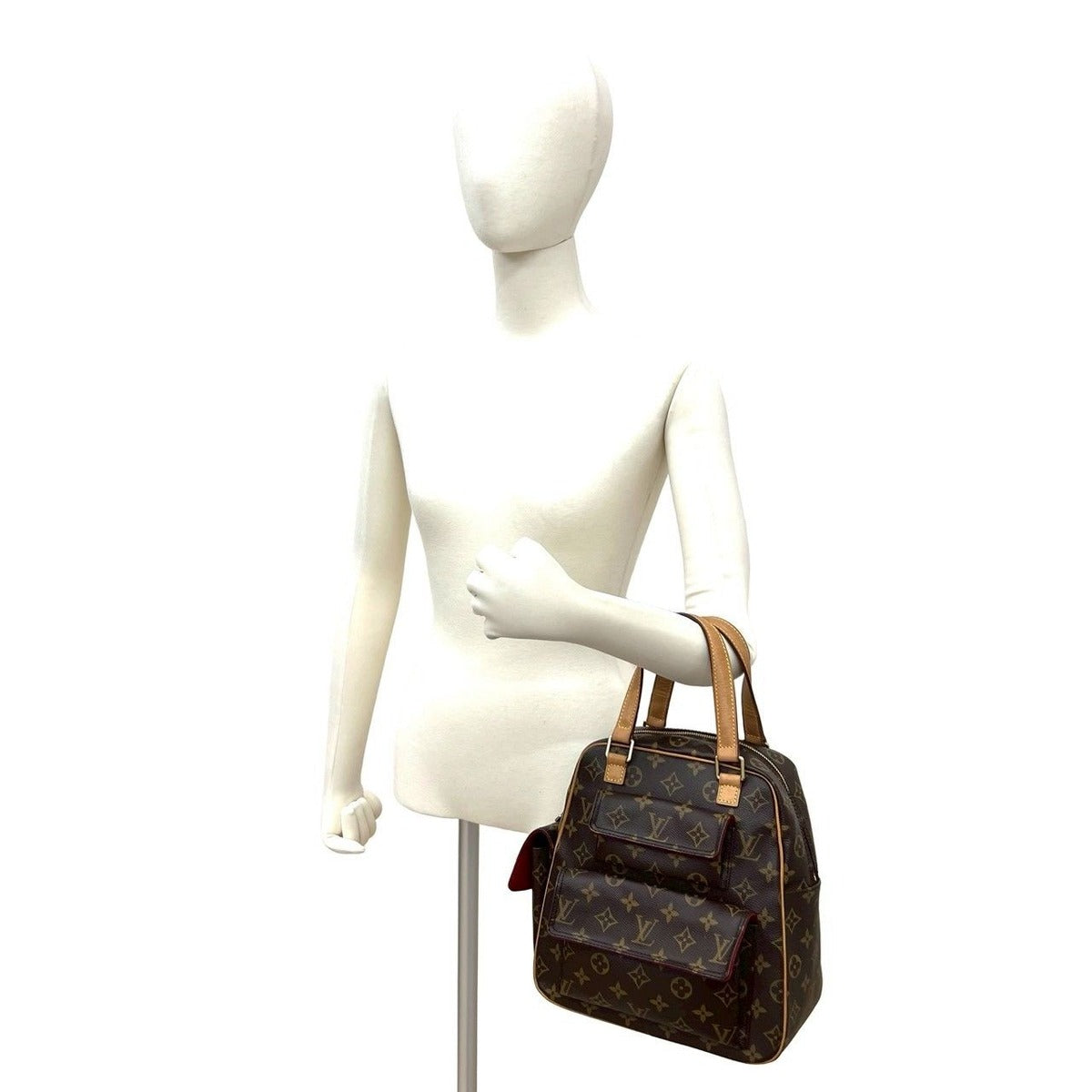 Louis Vuitton Vintage Excentri Cite Monogram Leather Mini Boston Bag Brown — view 2