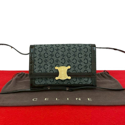 Celine Vintage C Macadam Logo Hardware Wool Leather