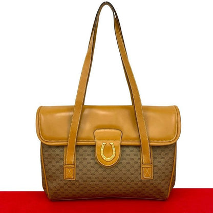 Gucci Vintage Micro GG Horseshoe Hardware Leather Bag Tote