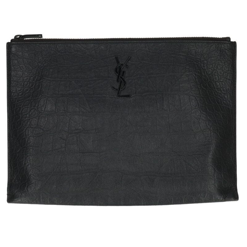 Saint Laurent Paris Croco Shape Pressed Leather Clutch
