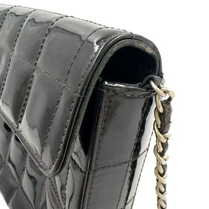 Chanel Patent Leather East West Chocolate Bar Flap Bag Black Purse