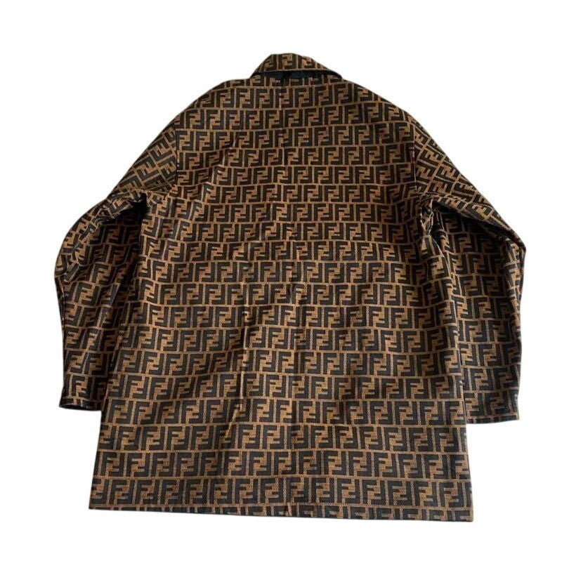 Fendi Vintage Zucca Monogram Reversible Jacket Trench Coat Brown
