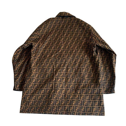 Fendi Vintage Zucca Monogram Reversible Jacket Trench Coat Brown