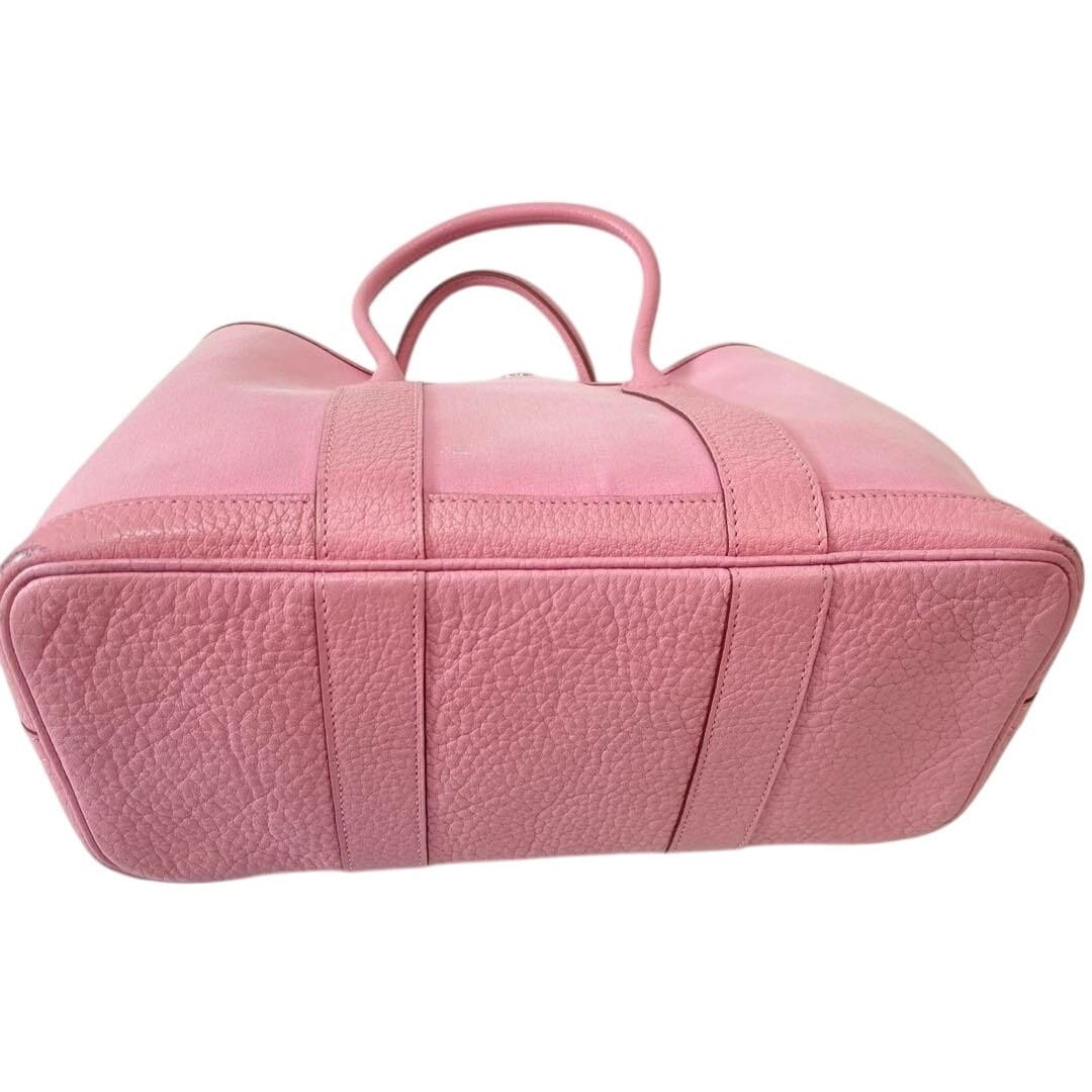 Hermes Garden Party TPM Toile Officier Vache Leather Tote Bag Pink Handbag