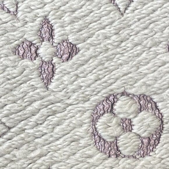 Louis Vuitton Logomania Silk Wool Scarf Monogram Grey Light Purple Pink