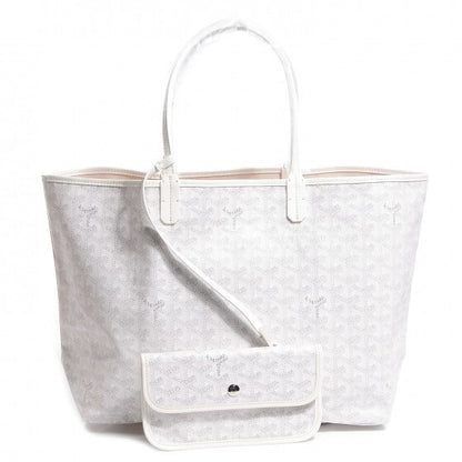 Goyard Goyardine Saint Louis PM White Shoulder Tote Bag &amp; Pouch Wallet