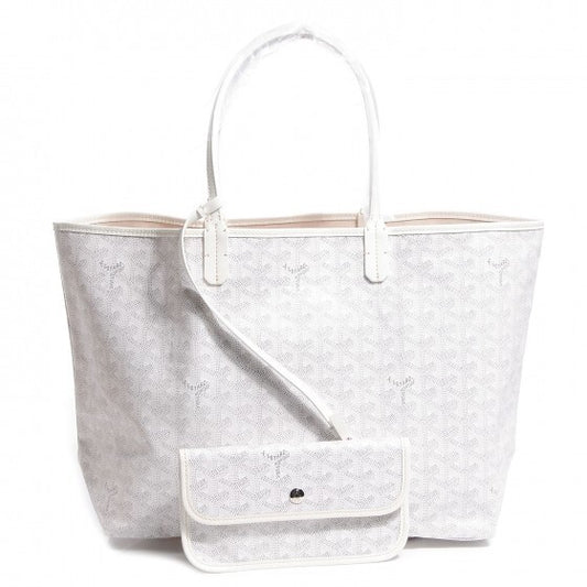 Goyard Goyardine Saint Louis PM White Shoulder Tote Bag &amp; Pouch Wallet