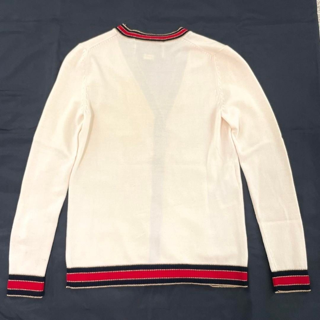 Gucci Ivory Cream Web Stripe Trimmed Buttons Wool Cardigan Sweater Long Sleeve S