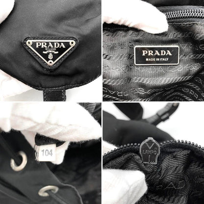 Prada Nylon Tessuto Backpack Saffiano Leather Shoulder Bag Purse Tote