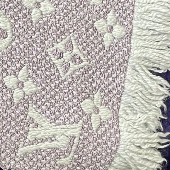 Louis Vuitton Logomania Silk Wool Scarf Monogram Grey Light Purple Pink
