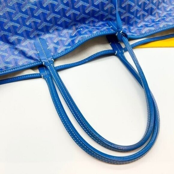 Rare Authentic Goyard Saint Louis PM Blue Shoulder Tote Bag &amp; Pouch