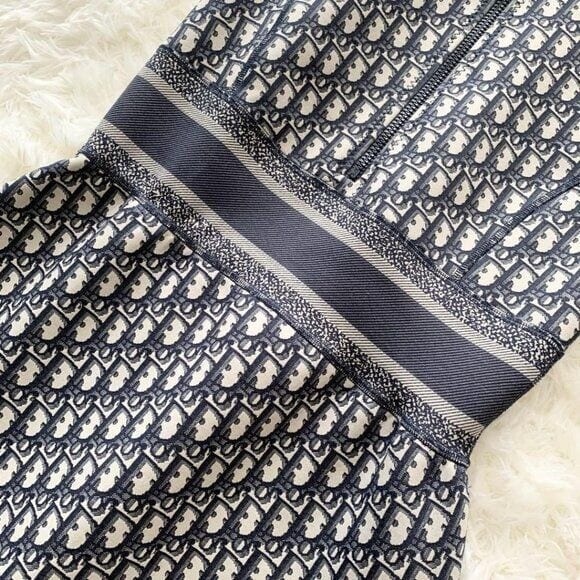 Christian Dior Trotter Logo Navy Monogram Vintage Dress Y2 K Oblique