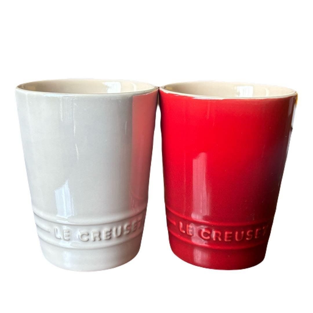 Le Creuset Set of 2 Short Tumbler 240ml Cherry Red White Gift Brand New Ceramic