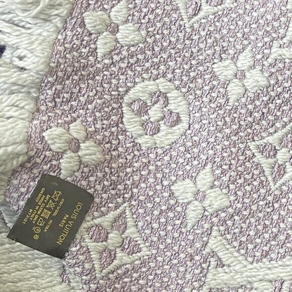 Louis Vuitton Logomania Silk Wool Scarf Monogram Grey Light Purple Pink