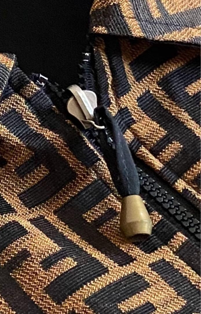 Fendi Vintage Zucca Monogram Reversible Jacket Trench Coat Brown