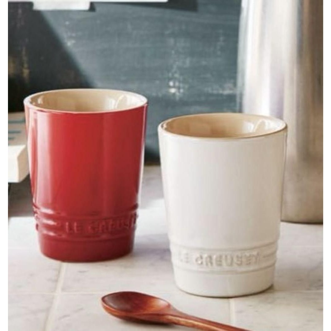 Le Creuset Set of 2 Short Tumbler 240ml Cherry Red White Gift Brand New Ceramic