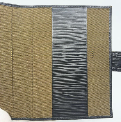 Fendi Epi Leather Agenda Pass Port Cover Case Notebook Black
