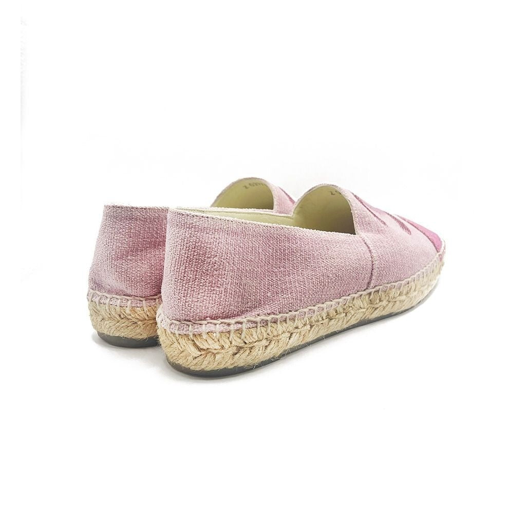 Chanel CC Logo Canvas Pink Sequin Espadrilles Flats Shoes 38