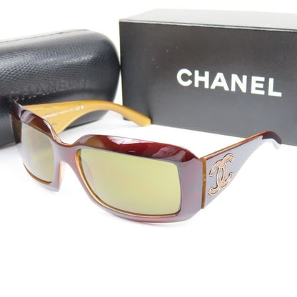 Chanel CC Vintage Logo Mother Of Pearl Sunglasses 6022-Q Brown Amber