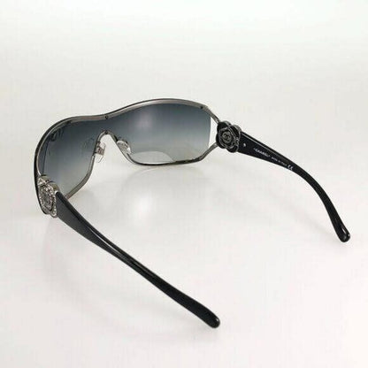 Chanel CC Logo Rhinestone Camellia Sunglasses Shield Gradient Swarovski Crystal