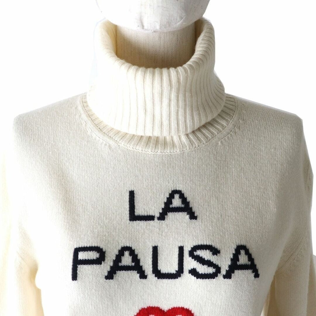 Chanel Cashmere Sweater LA Pausa Cruise Turtleneck Knit Top White 34