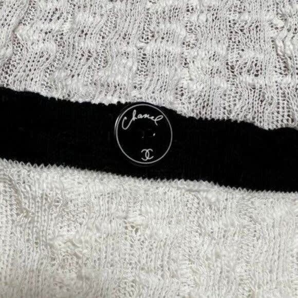 Chanel Runway Dress CC White Cotton Midi Vintage Cruise Collection Knit