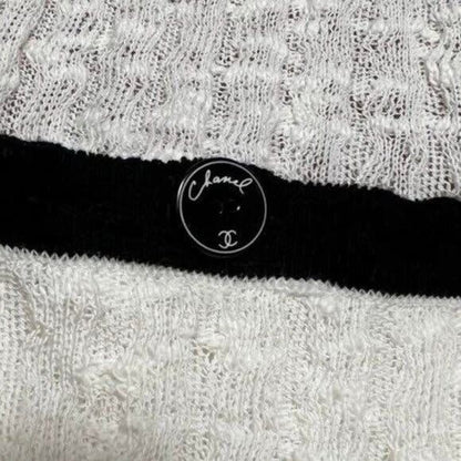 Chanel Runway Dress CC White Cotton Midi Vintage Cruise Collection Knit