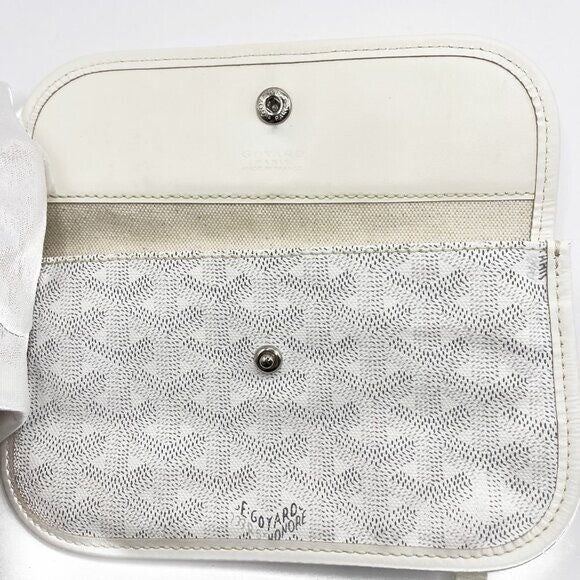 Goyard Goyardine Saint Louis PM White Shoulder Tote Bag &amp; Pouch Wallet