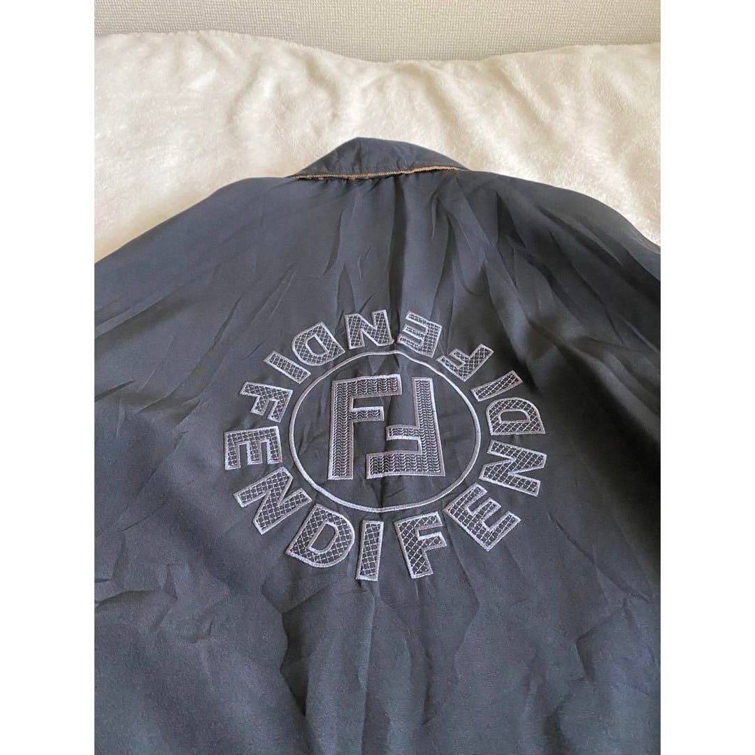 Fendi Vintage Zucca Monogram Reversible Jacket Trench Coat Brown