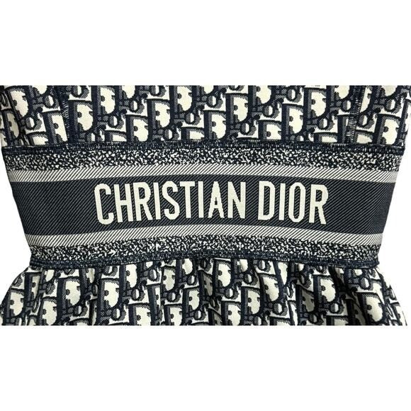 Authentic Christian Dior Trotter Logo Navy Monogram Vintage Dress Y2k Oblique