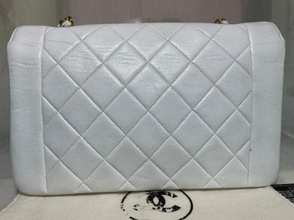 Chanel Diana Medium Single Flap Quilted Matelasse Lambskin Bag White