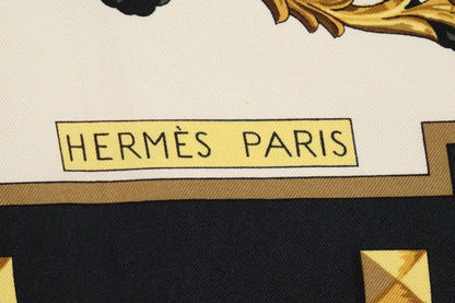 Hermes Silk Scarf Carre 90 Les Cles the Keys by Caty Latham Black White