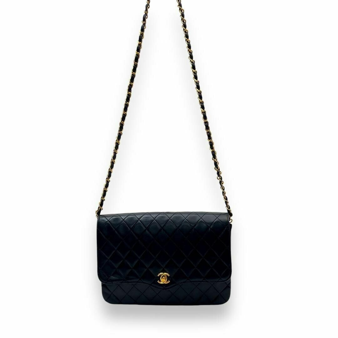 Chanel Vintage Matelasse Lambskin Leather Quilted Shoulder Bag Chain
