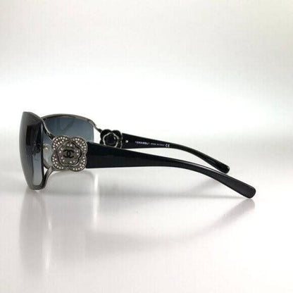 Chanel CC Logo Rhinestone Camellia Sunglasses Shield Gradient Swarovski Crystal
