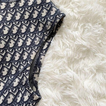 Authentic Christian Dior Trotter Logo Navy Monogram Vintage Dress Y2k Oblique