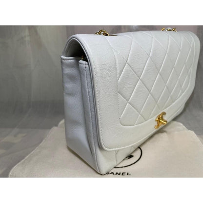 Chanel Diana Medium Single Flap Quilted Lambskin Bag White
