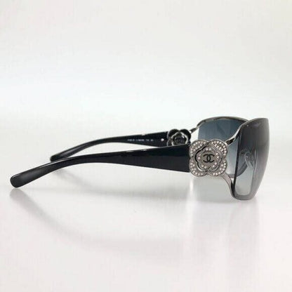 Chanel CC Logo Rhinestone Camellia Sunglasses Shield Gradient Swarovski Crystal
