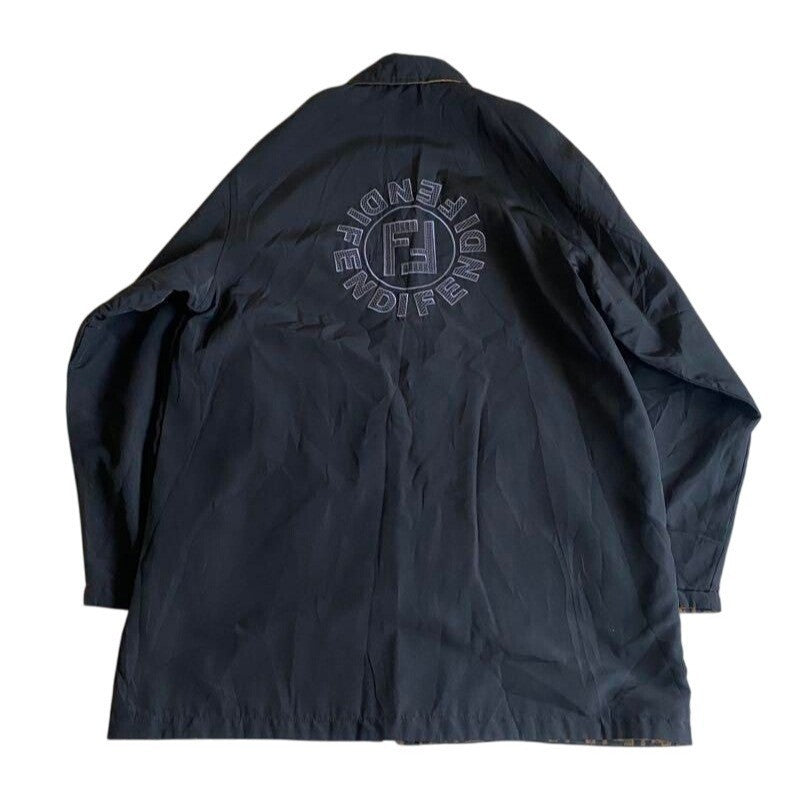 Fendi Vintage Zucca Monogram Reversible Jacket Trench Coat Brown