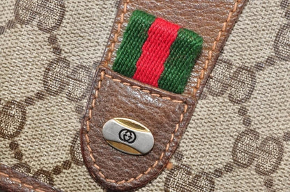 Gucci GG Supreme Ophidia Sherry Line Clutch Bag Wallet Web Canvas Tan