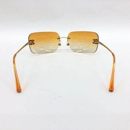 Chanel Vintage Sunglasses Rhinestone CC Logo Rimless Gradient Gold Orange
