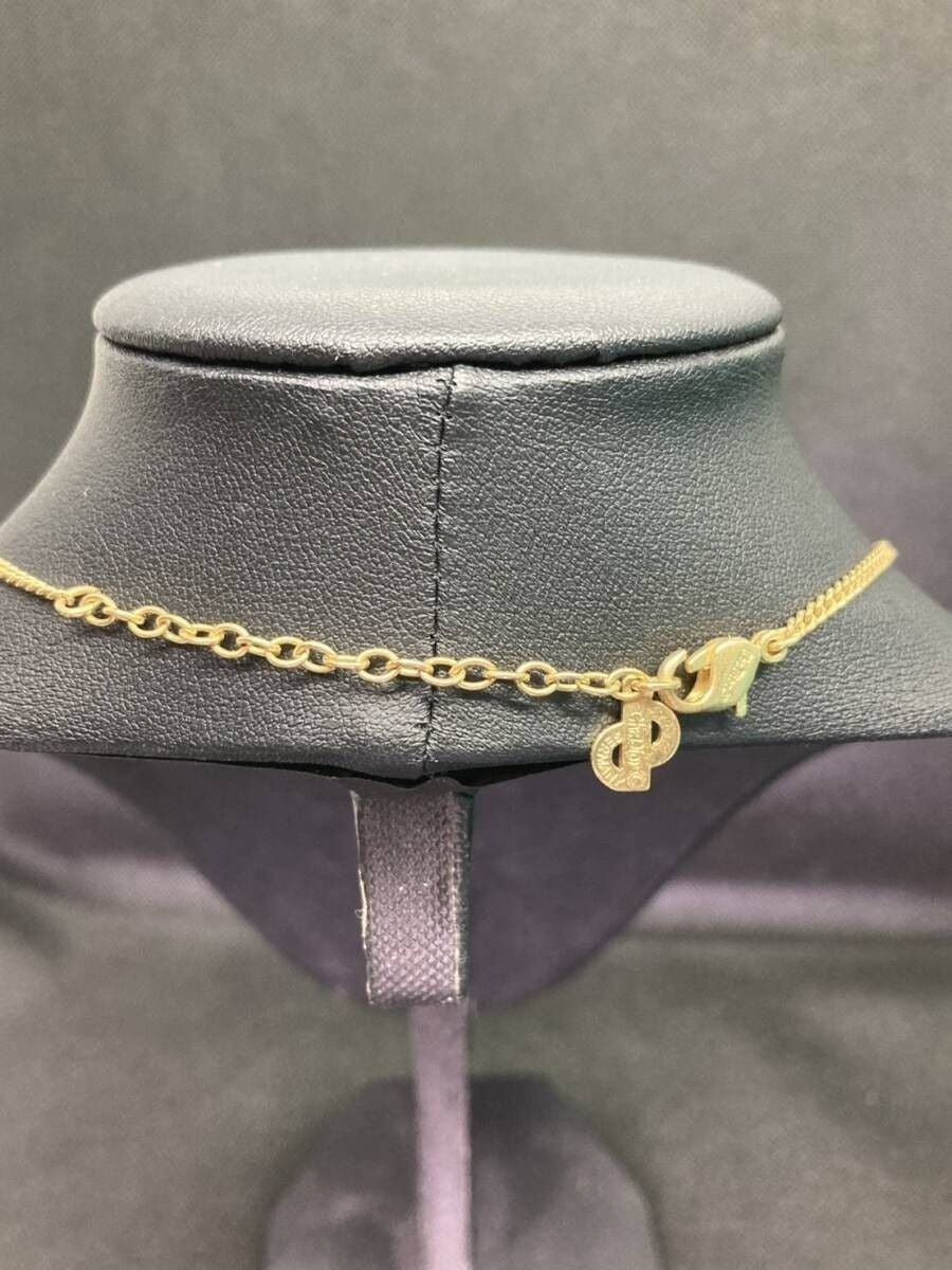 Christian Dior Vintage Rhinestone Crystal Round Necklace Gold Plated