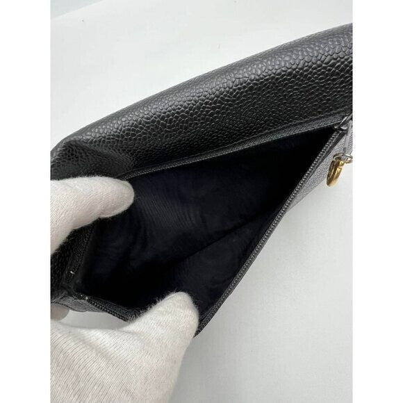 Chanel CC Classic Timeless Caviar Flap Wallet on Chain Purse Black Bag
