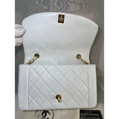 Chanel Diana Medium Single Flap Quilted Lambskin Bag White