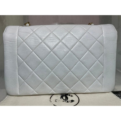 Chanel Diana Medium Single Flap Quilted Lambskin Bag White
