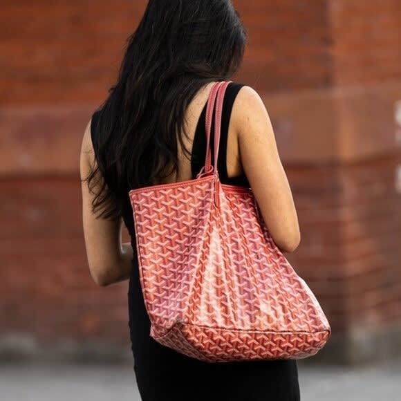 Goyard St Louis GM Red Shoulder Tote Bag & Pouch Goyardine Saint Purse