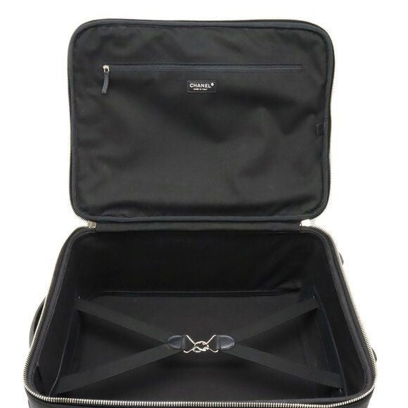 Chanel CC Quilted Nylon Luggage Carry-on Trolley Wheels Travel Bag